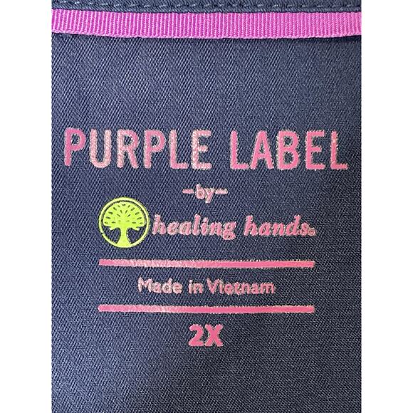 Healing Hands Purple Label Scrub Top Womens 2X Navy Blue 2172X Pockets - Picture 6 of 9